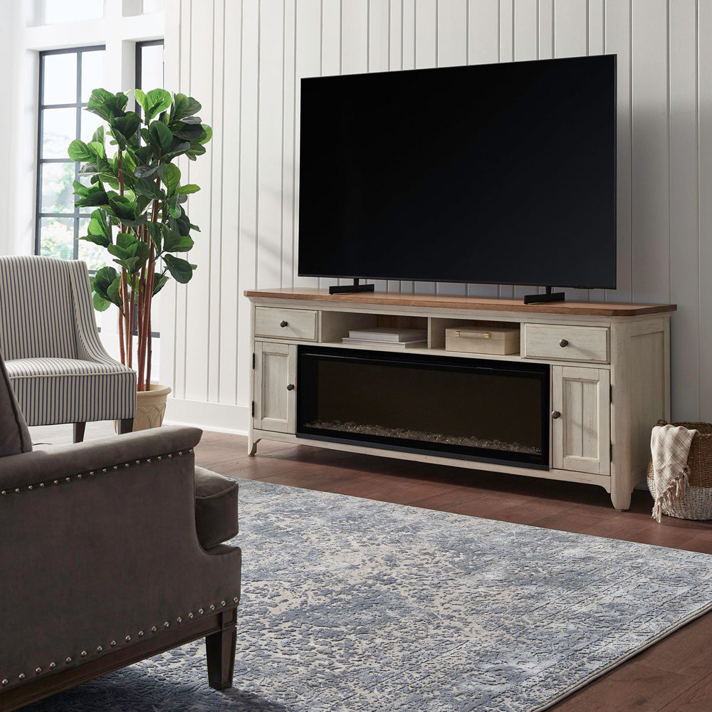 Liberty Furniture - Fireplace TV Consoles 652 80 Inch Console w/ Fire FT - FIRE-BOX-652-80FT view 2