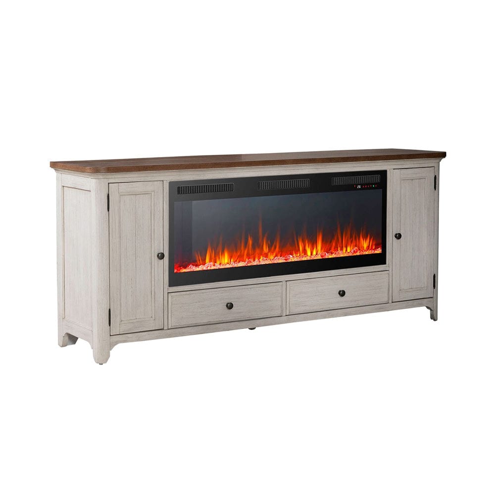 Liberty Furniture - Fireplace TV Consoles - 652 80 Inch Console w/ Fire FTS in Brown - FIRE-BOX-652-80FTS view 1