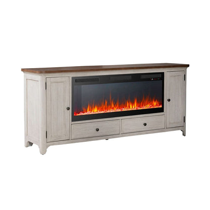 Liberty Furniture - Fireplace TV Consoles - 652 80 Inch Console w/ Fire FTS in Brown - FIRE-BOX-652-80FTS view 1