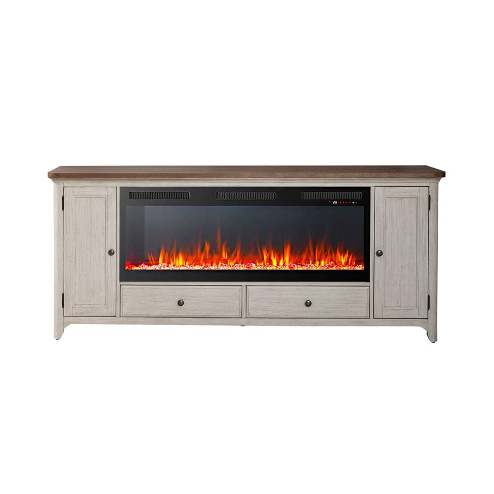 Liberty Furniture - Fireplace TV Consoles - 652 80 Inch Console w/ Fire FTS in Brown - FIRE-BOX-652-80FTS view 3