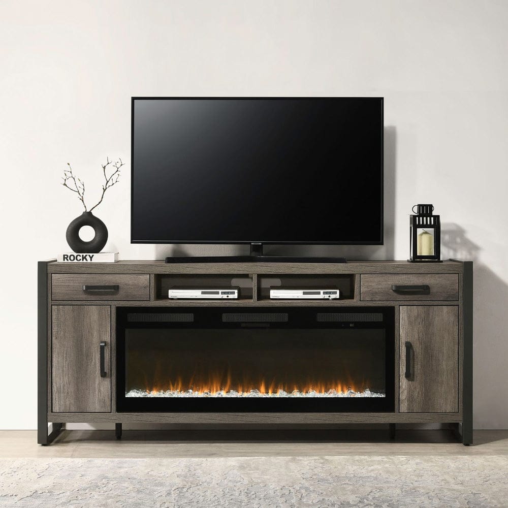 Liberty Furniture - Fireplace TV Consoles - 686 78 Inch Console w/ Fire FTS in Brown - FIRE-BOX-686-78FTS view 3