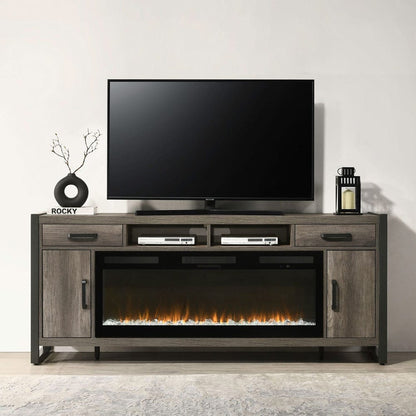 Liberty Furniture - Fireplace TV Consoles - 686 78 Inch Console w/ Fire FTS in Brown - FIRE-BOX-686-78FTS view 3