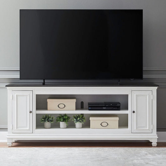 Liberty Furniture - Fireplace TV Consoles - 80 Inch Fireplace TV Console in Brown - FIRE-417-TV80FTS view 1