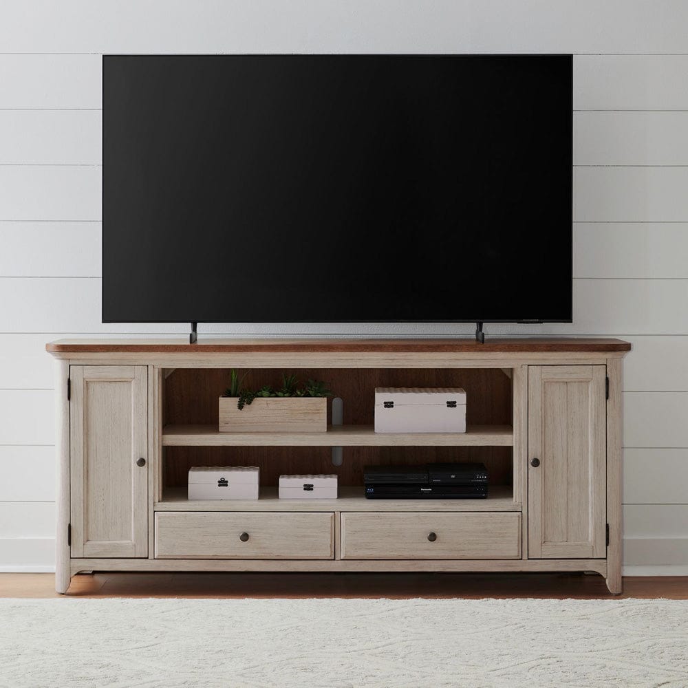 Liberty Furniture - Fireplace TV Consoles - 80 Inch Fireplace TV Console in Brown - FIRE-652-TV80FTS view 1