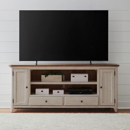 Liberty Furniture - Fireplace TV Consoles - 80 Inch Fireplace TV Console in Brown - FIRE-652-TV80FTS view 1