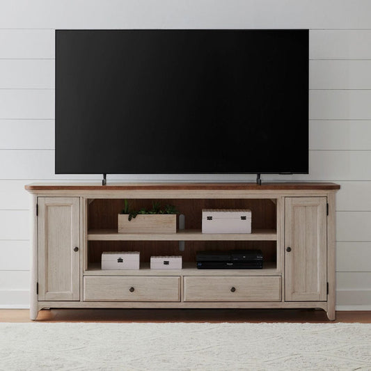 Liberty Furniture - Fireplace TV Consoles - 80 Inch Fireplace TV Console in Brown - FIRE-652-TV80FTS view 1