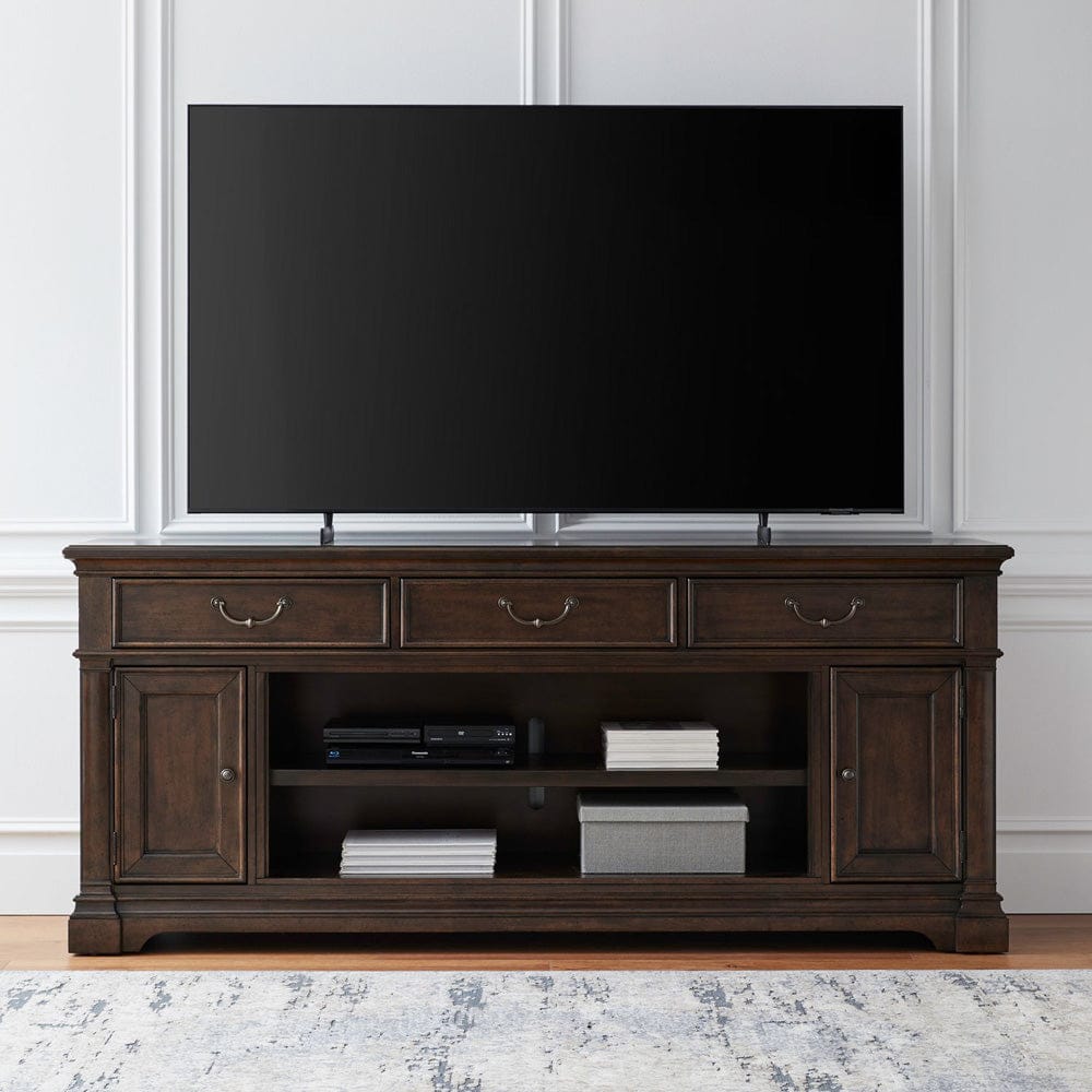 Liberty Furniture - Fireplace TV Consoles - 84 Inch Fireplace TV Console in Brown - FIRE-512-TV84FTS view 1