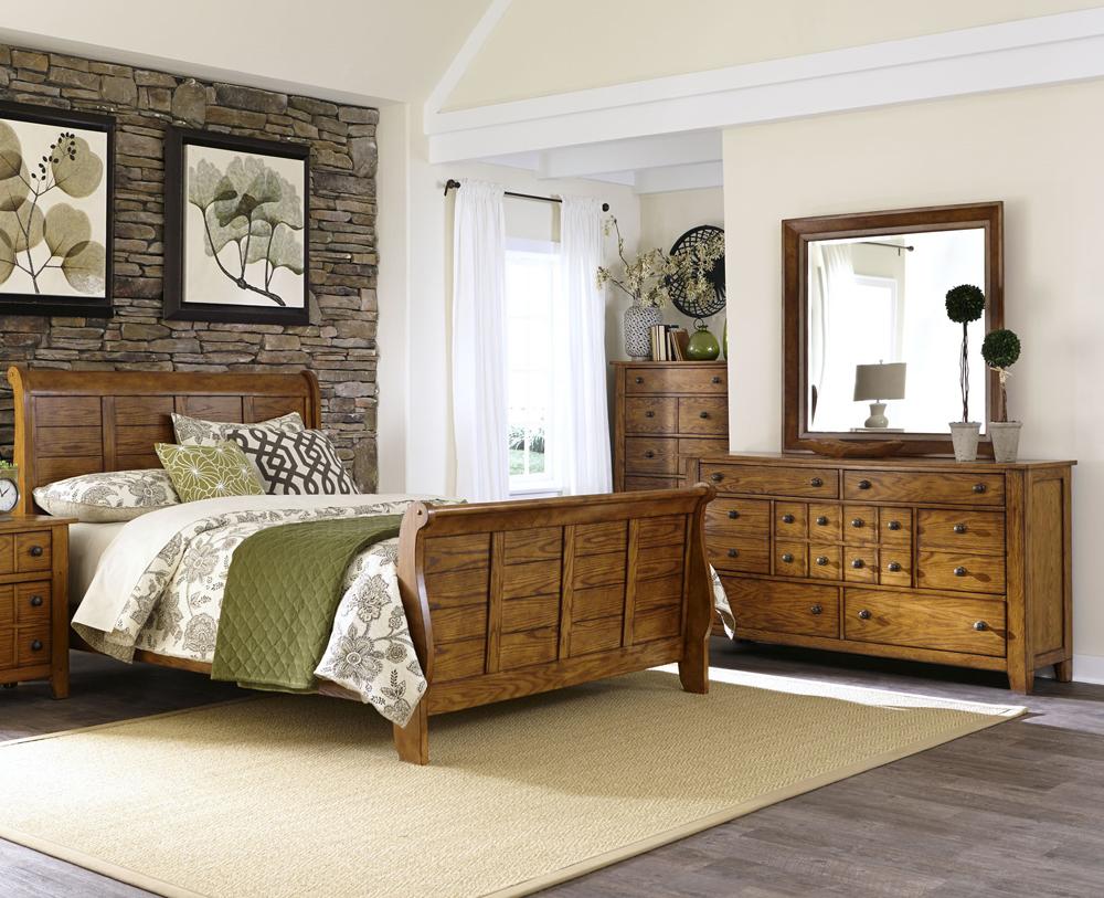 Liberty Furniture - Grandpas Cabin 4 Piece King Sleigh Bed, Dresser & Mirror, Chest Set - 175-BR-KSLDMC veiw 1