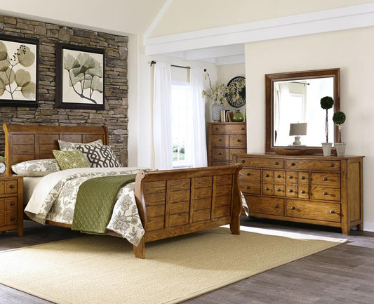 Liberty Furniture - Grandpas Cabin 4 Piece King Sleigh Bed, Dresser & Mirror, Chest Set - 175-BR-KSLDMC veiw 1
