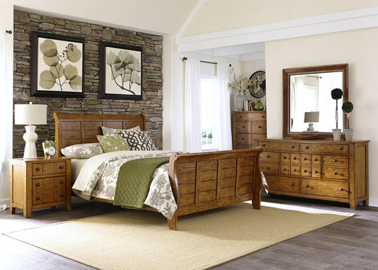 Liberty Furniture - Grandpas Cabin 5 Piece King Sleigh Bed, Dresser & Mirror, Chest, Night Stand Set - 175-BR-KSLDMCN veiw 1