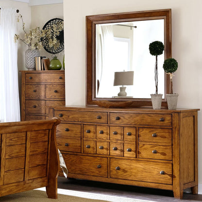 Liberty Furniture - Grandpas Cabin - King California Sleigh Bed, Dresser & Mirror, Chest in Brown - 175-BR-KCSDMC view 2