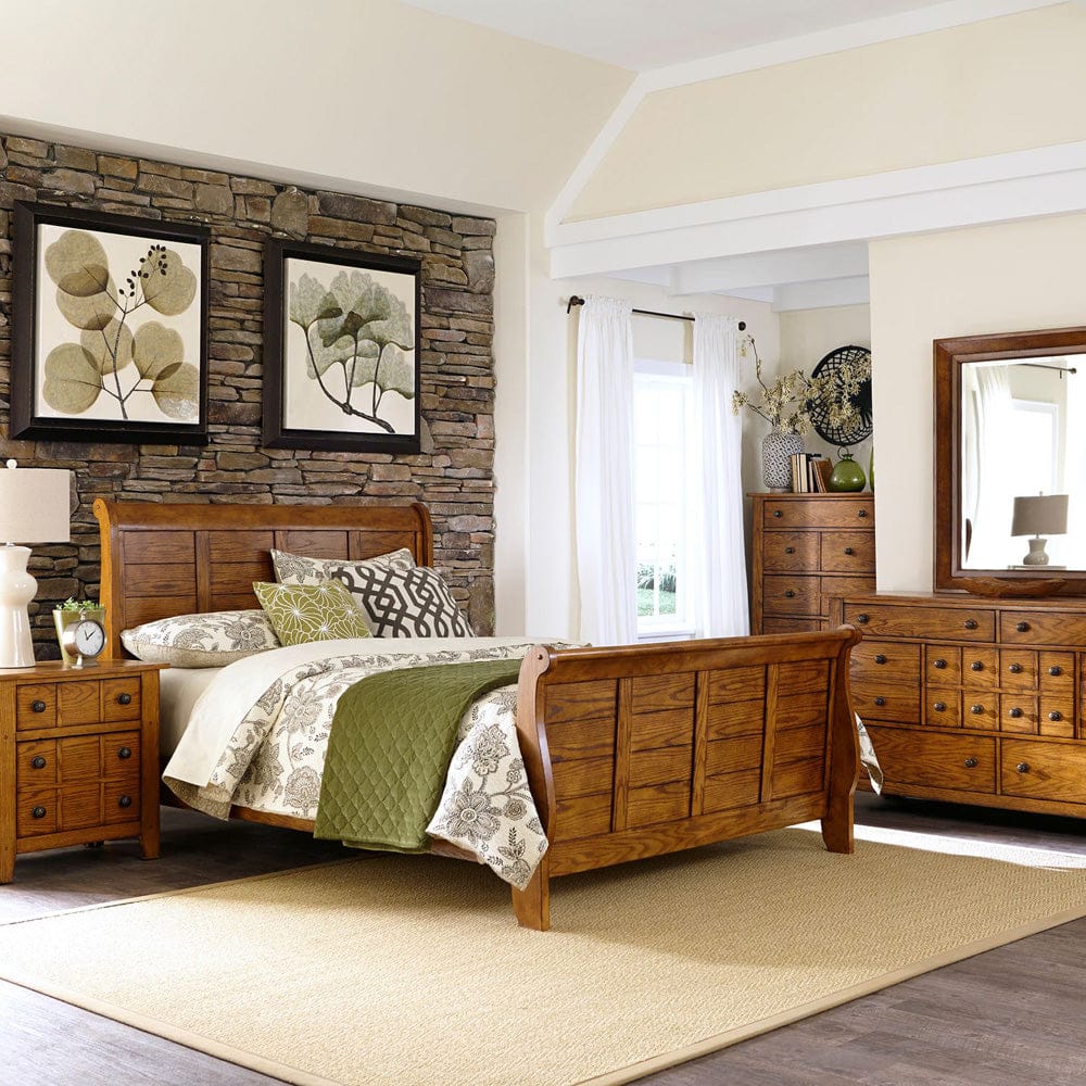 Liberty Furniture - Grandpas Cabin - King California Sleigh Bed, Dresser & Mirror, Chest, Night Stand in Brown - 175-BR-KCSDMCN view 1