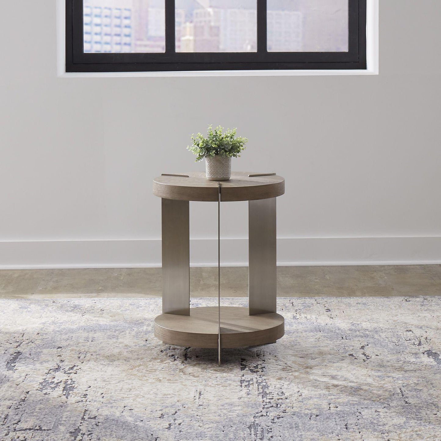 Liberty Furniture - Harlow Chairside Table in Sandstone & Satin Nickel - 754-OT1021 veiw 1