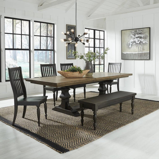 Liberty Furniture - Harvest Home 6 Piece Trestle Table Set - 879-DR-6TRS veiw 1