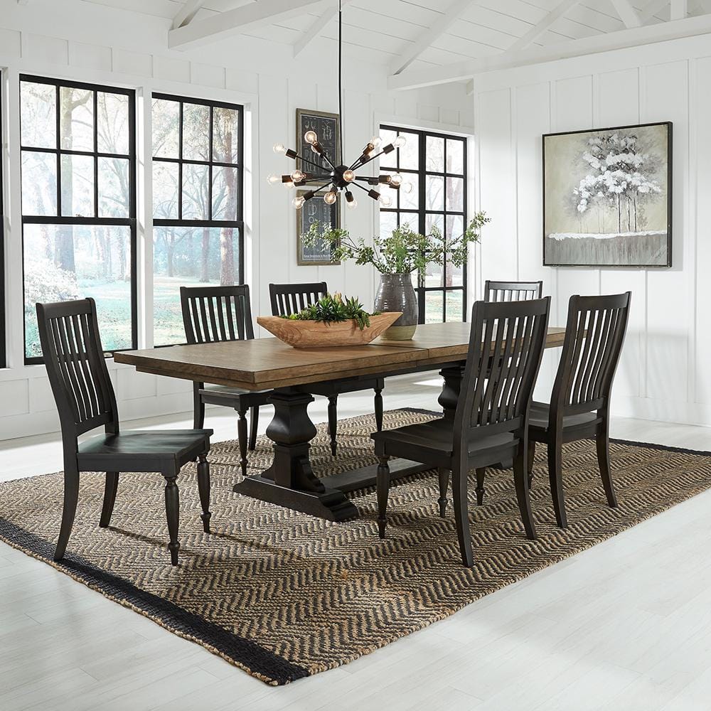Liberty Furniture - Harvest Home 7 Piece Trestle Table Set  in Chalkboard - 879-DR-7TRS veiw 1