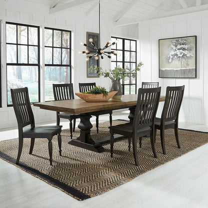 Liberty Furniture - Harvest Home 7 Piece Trestle Table Set  in Chalkboard - 879-DR-7TRS veiw 1