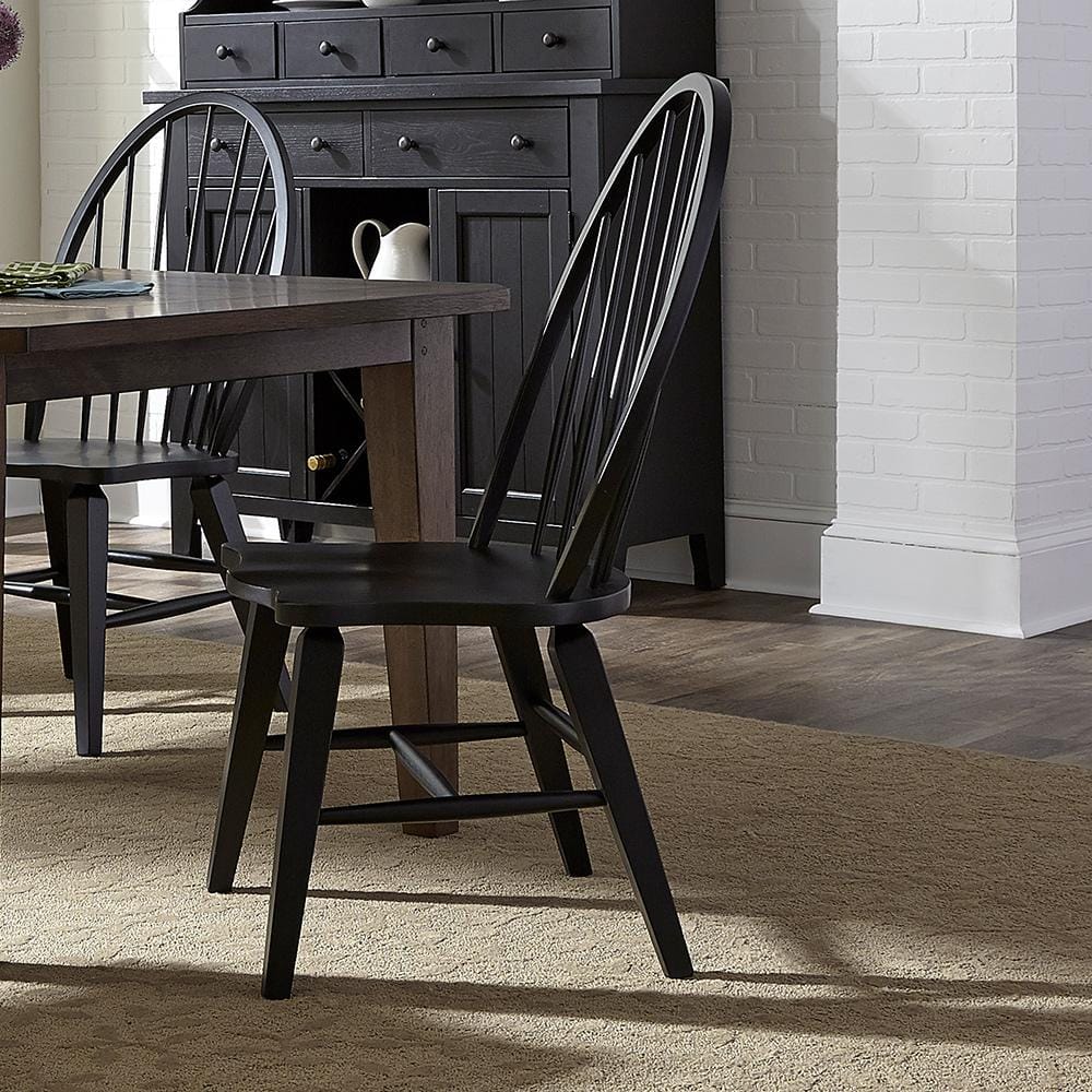 Liberty Furniture - Hearthstone Ridge Windsor Back Side Chair - Black in Tobacco & Black - 482-C1000S veiw 1