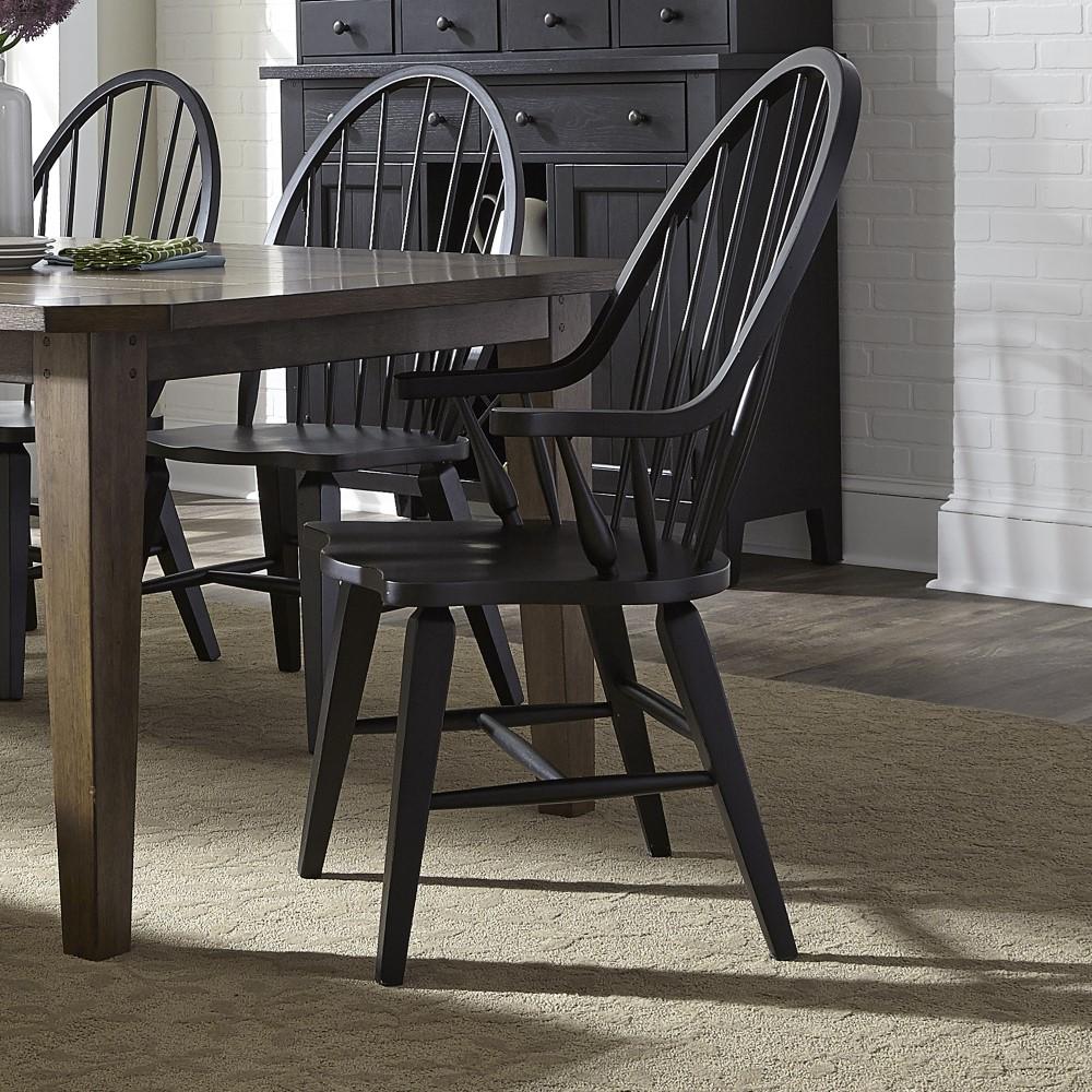 Liberty Furniture - Hearthstone Windsor Back Arm Chair - Black - 482-C1000A veiw 2