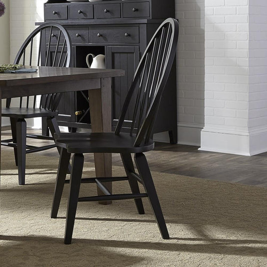 Liberty Furniture - Hearthstone Windsor Back Side Chair - Black (Set of 2) - 482-C1000S veiw 2