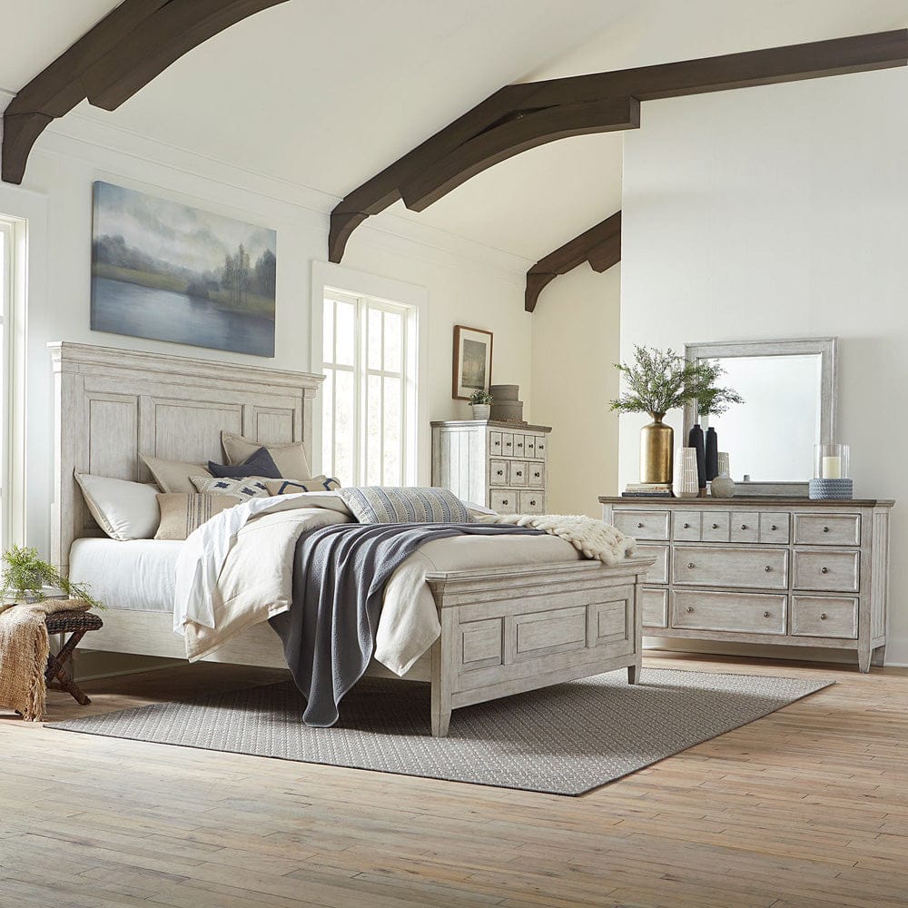 Liberty Furniture - Heartland - King California Panel Bed, Dresser & Mirror, Chest in White - 824-BR-CPBDMC view 1