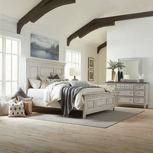 Liberty Furniture - Heartland - King California Panel Bed, Dresser & Mirror in White - 824-BR-CPBDM view 1