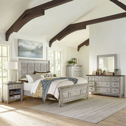 Liberty Furniture - Heartland - King Opt California Panel Bed, Dresser & Mirror, Chest, Night Stand in White - 824-BR-OCPBDMCN view 1