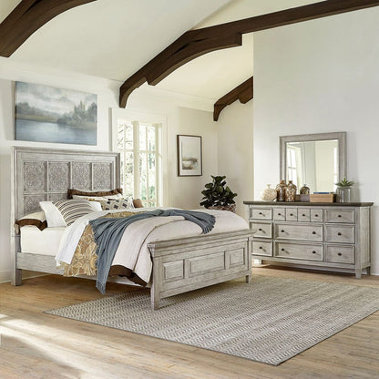 Liberty Furniture - Heartland - King Opt California Panel Bed, Dresser & Mirror in White - 824-BR-OCPBDM view 1