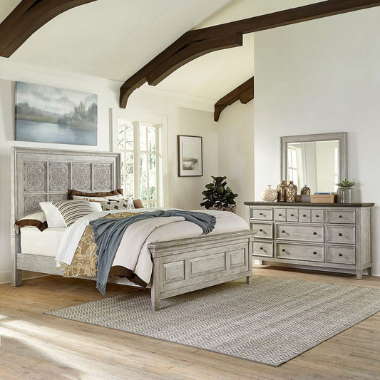Liberty Furniture - Heartland - King Opt California Panel Bed, Dresser & Mirror in White - 824-BR-OCPBDM view 1