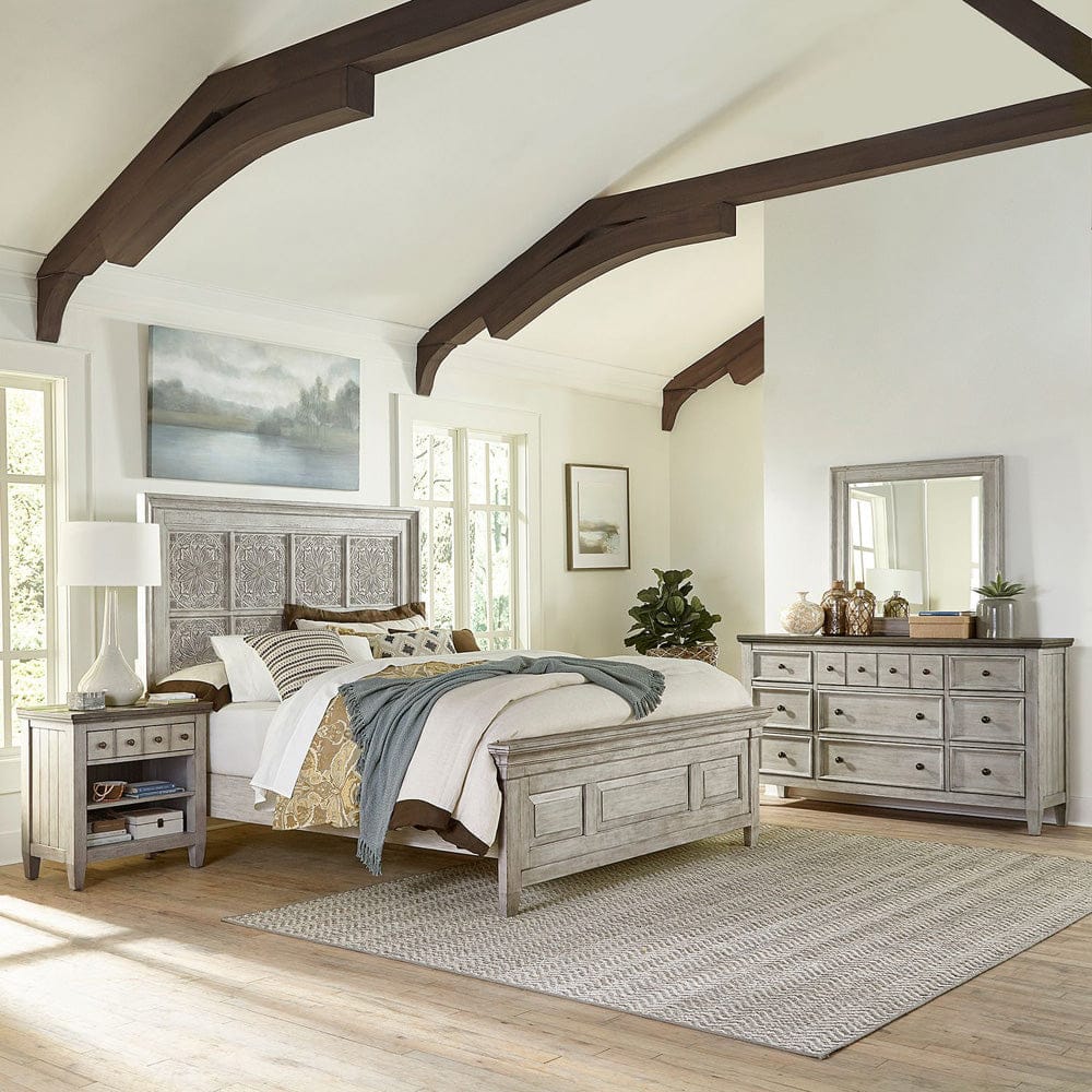 Liberty Furniture - Heartland - King Opt California Panel Bed, Dresser & Mirror, Night Stand in White - 824-BR-OCPBDMN view 1