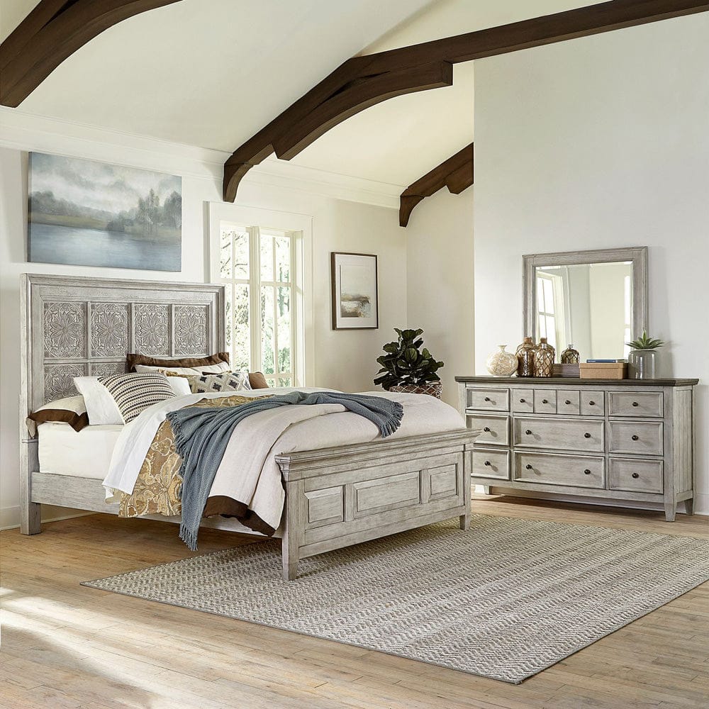 Liberty Furniture - Heartland - King Opt Panel Bed, Dresser & Mirror in White - 824-BR-OKPBDM view 1
