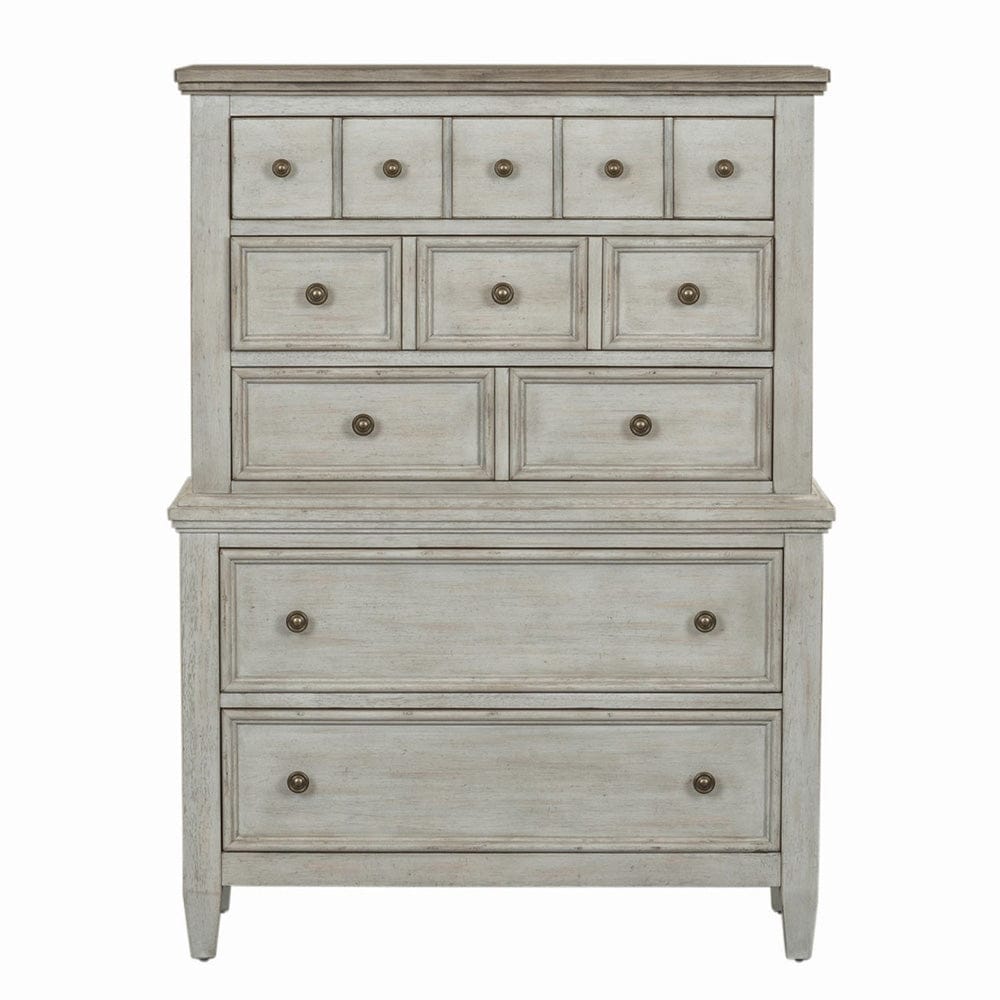 Liberty Furniture - Heartland - King Panel Bed, Dresser & Mirror, Chest, Night Stand in White - 824-BR-KPBDMCN view 4