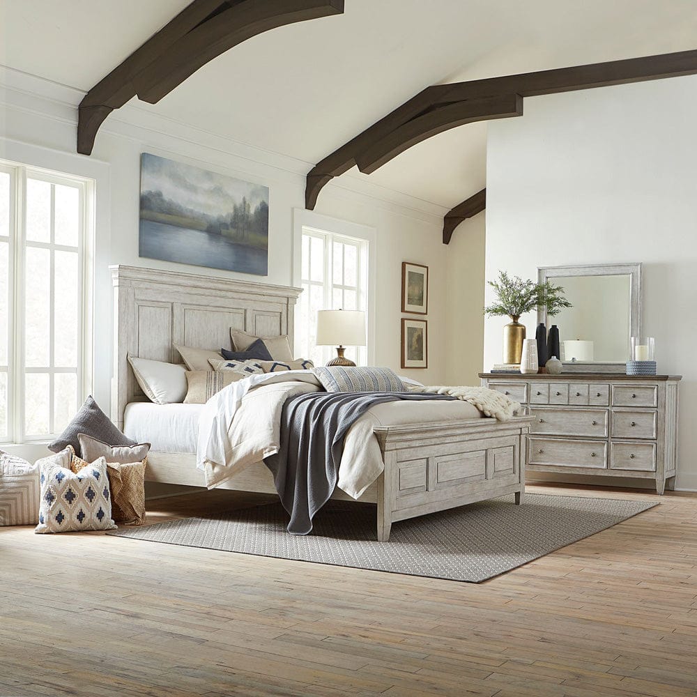 Liberty Furniture - Heartland - King Panel Bed, Dresser & Mirror in White - 824-BR-KPBDM view 1