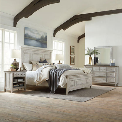 Liberty Furniture - Heartland - King Panel Bed, Dresser & Mirror, Night Stand in White - 824-BR-KPBDMN view 1