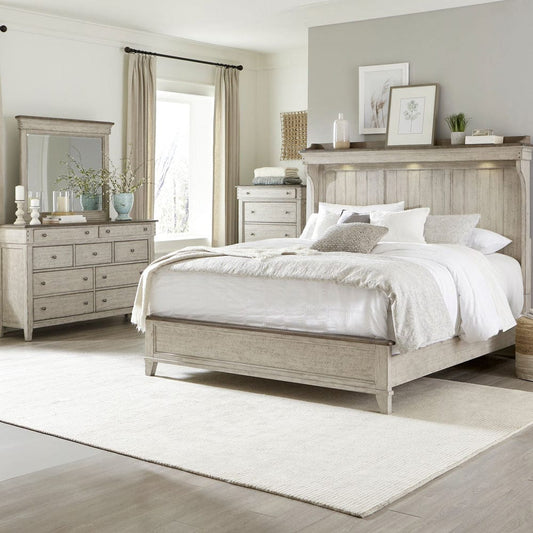 Liberty Furniture - Ivy Hollow - King California Mantle Bed, Dresser & Mirror, Chest in White - 457-BR-CKMDMC view 1