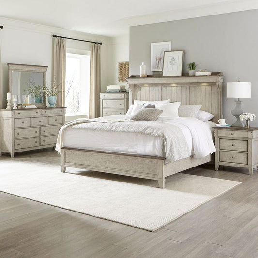 Liberty Furniture - Ivy Hollow - King California Mantle Bed, Dresser & Mirror, Chest, Night Stand in White - 457-BR-CKMDMCN view 1