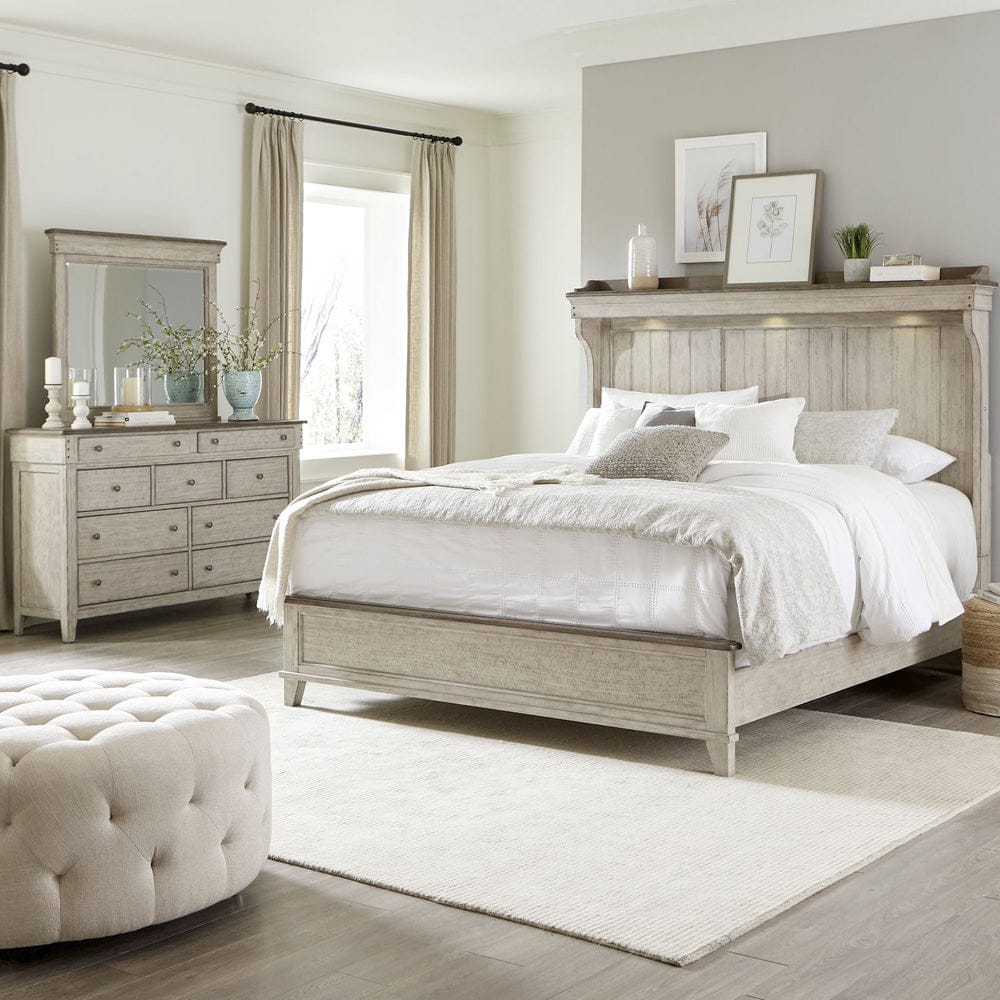 Liberty Furniture - Ivy Hollow - King California Mantle Bed, Dresser & Mirror in White - 457-BR-CKMDM view 1