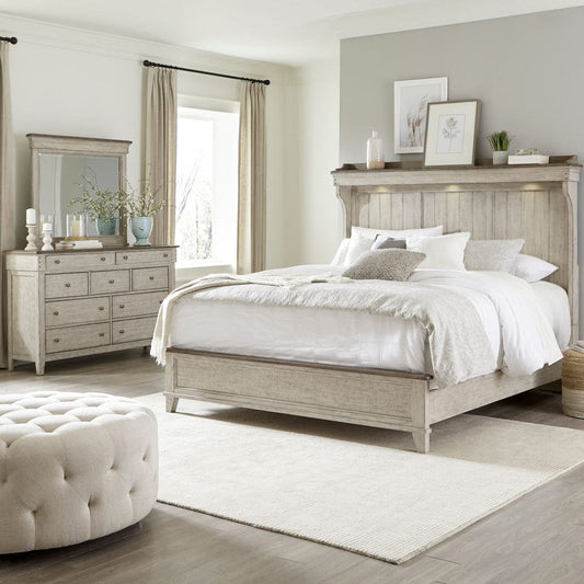Liberty Furniture - Ivy Hollow - King California Mantle Bed, Dresser & Mirror in White - 457-BR-CKMDM view 1