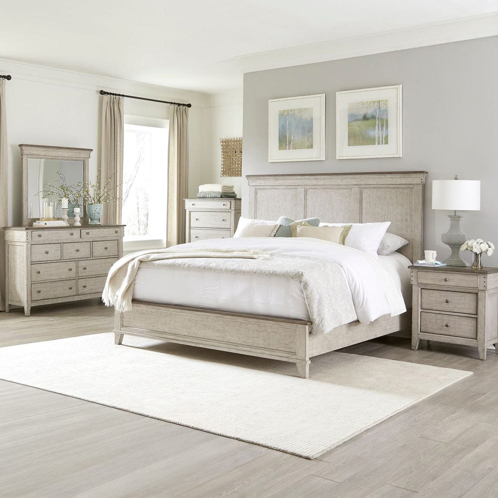 Liberty Furniture - Ivy Hollow - King California Panel Bed, Dresser & Mirror, Chest, Night Stand in White - 457-BR-CPBDMCN view 1