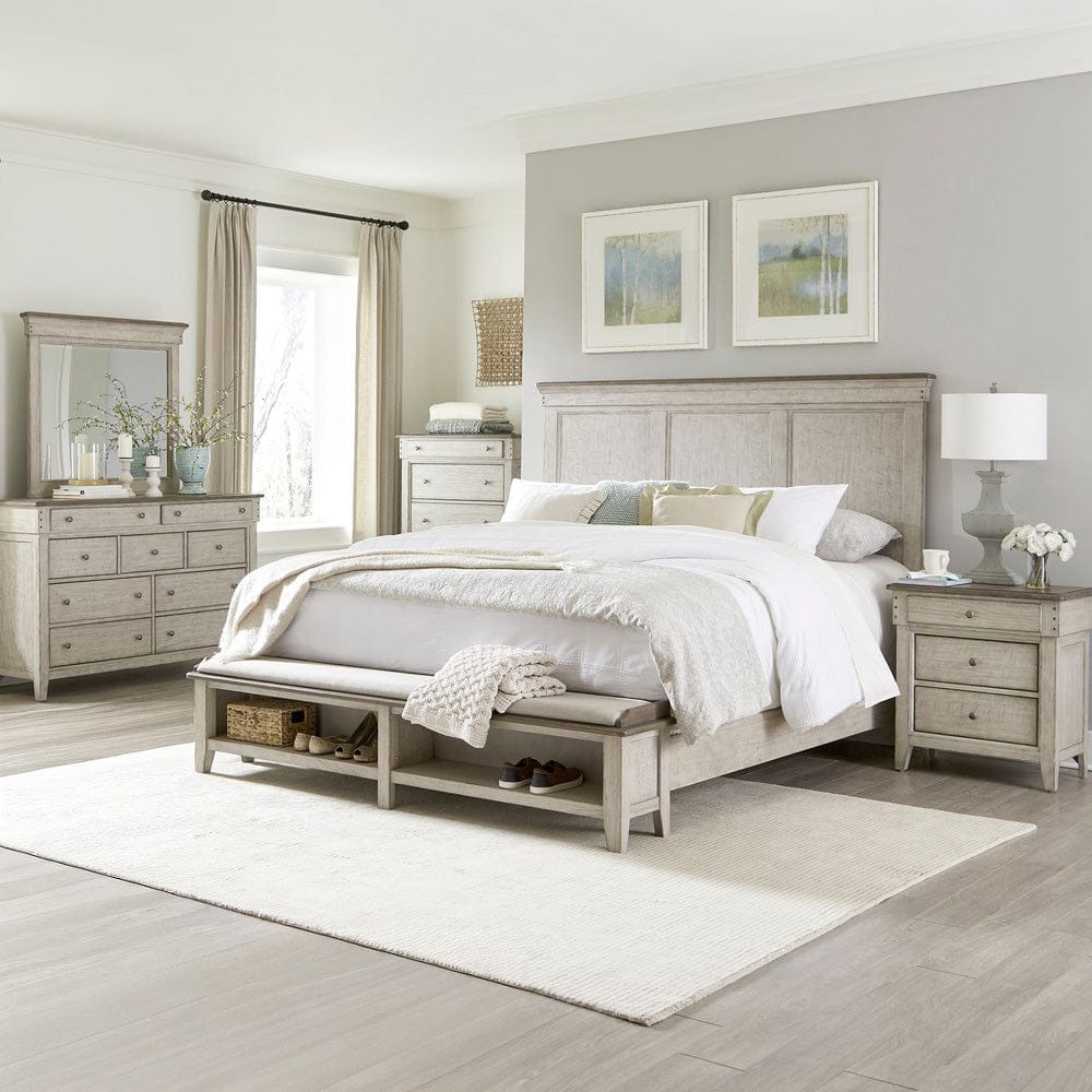 Liberty Furniture - Ivy Hollow - King California Storage Bed, Dresser & Mirror, Chest, Night Stand in White - 457-BR-CSBDMCN view 1