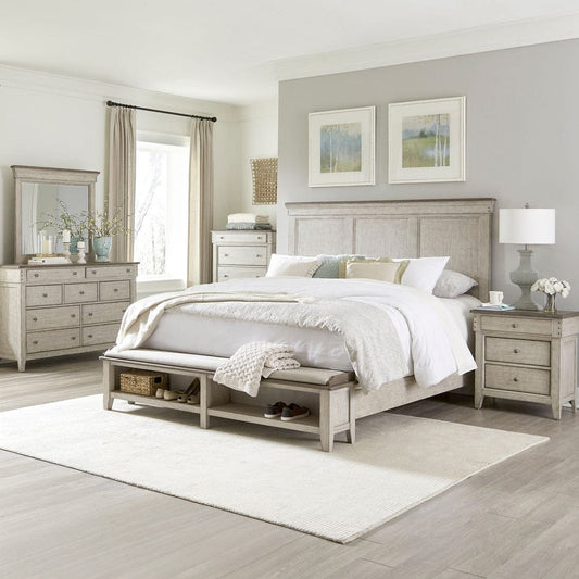 Liberty Furniture - Ivy Hollow - King California Storage Bed, Dresser & Mirror, Chest, Night Stand in White - 457-BR-CSBDMCN view 1