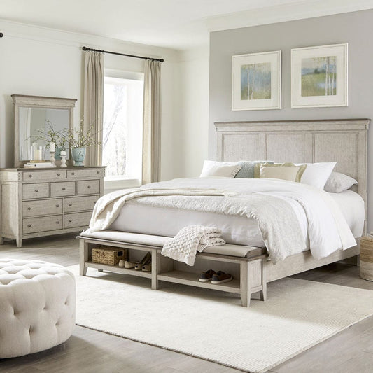 Liberty Furniture - Ivy Hollow - King California Storage Bed, Dresser & Mirror in White - 457-BR-CSBDM view 1