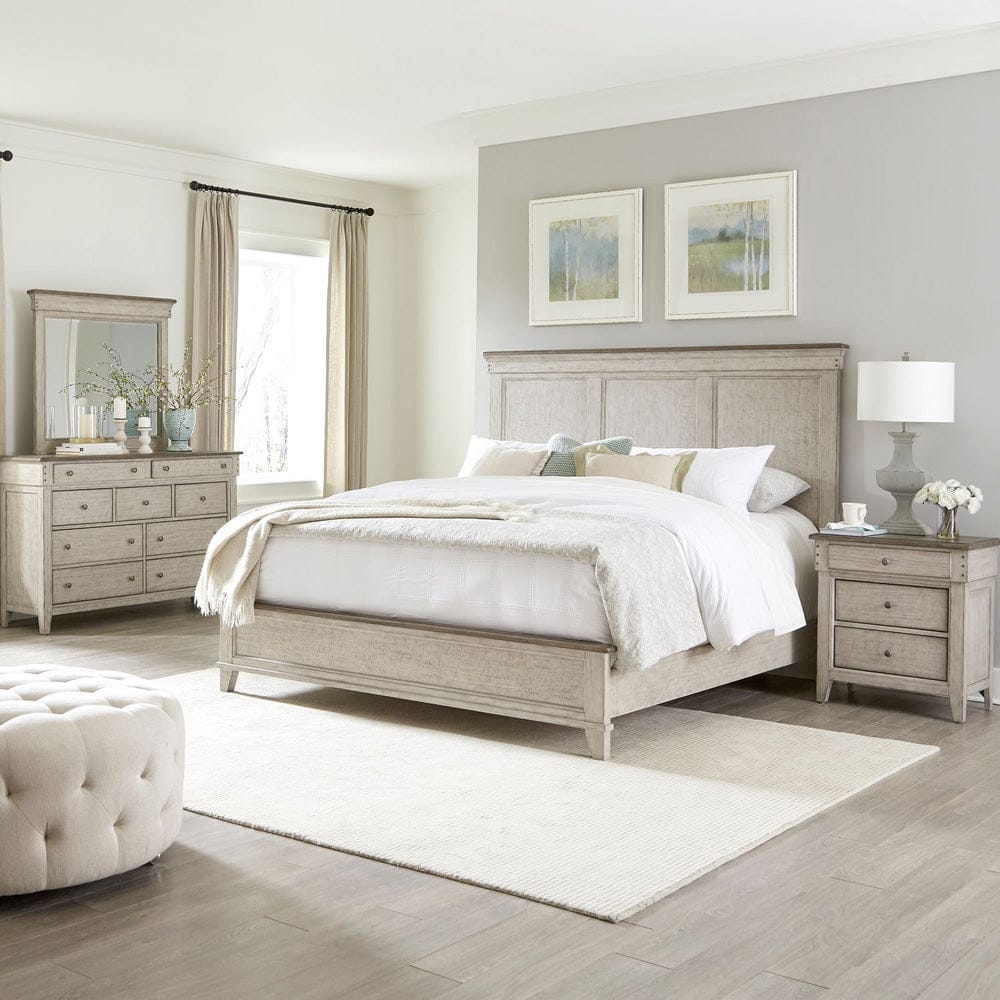 Liberty Furniture - Ivy Hollow - King Panel Bed, Dresser & Mirror, Night Stand in White - 457-BR-KPBDMN view 1