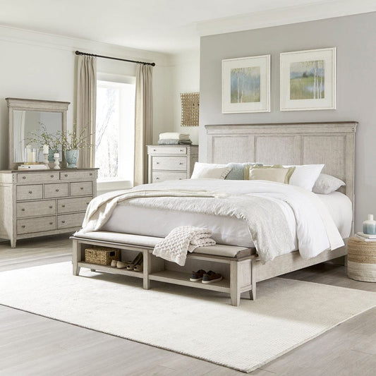 Liberty Furniture - Ivy Hollow - King Storage Bed, Dresser & Mirror, Chest in White - 457-BR-KSBDMC view 1