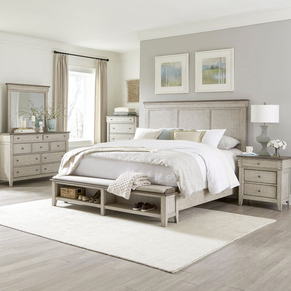Liberty Furniture - Ivy Hollow - King Storage Bed, Dresser & Mirror, Chest, Night Stand in White - 457-BR-KSBDMCN view 1