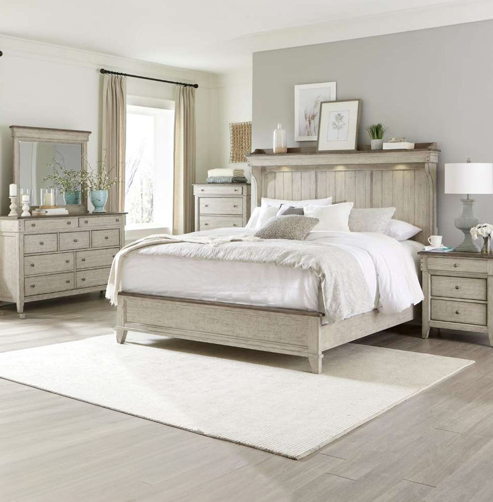 Liberty Furniture - Ivy Hollow Queen Mantle Bed, Dresser & Mirror, Chest, Night Stand  - 457-BR-QMTDMCN veiw 1