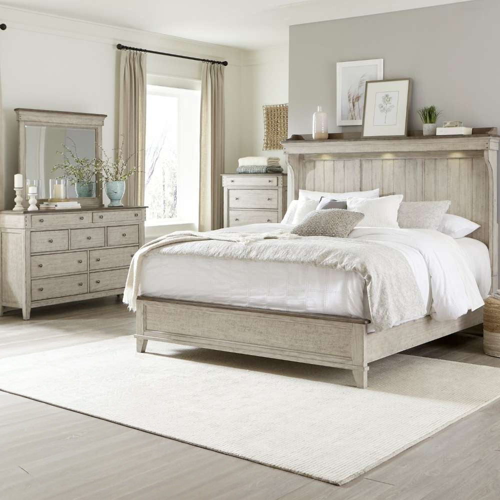 Liberty Furniture - Ivy Hollow Queen Mantle Bed, Dresser & Mirror, Chest  - 457-BR-QMTDMC veiw 1