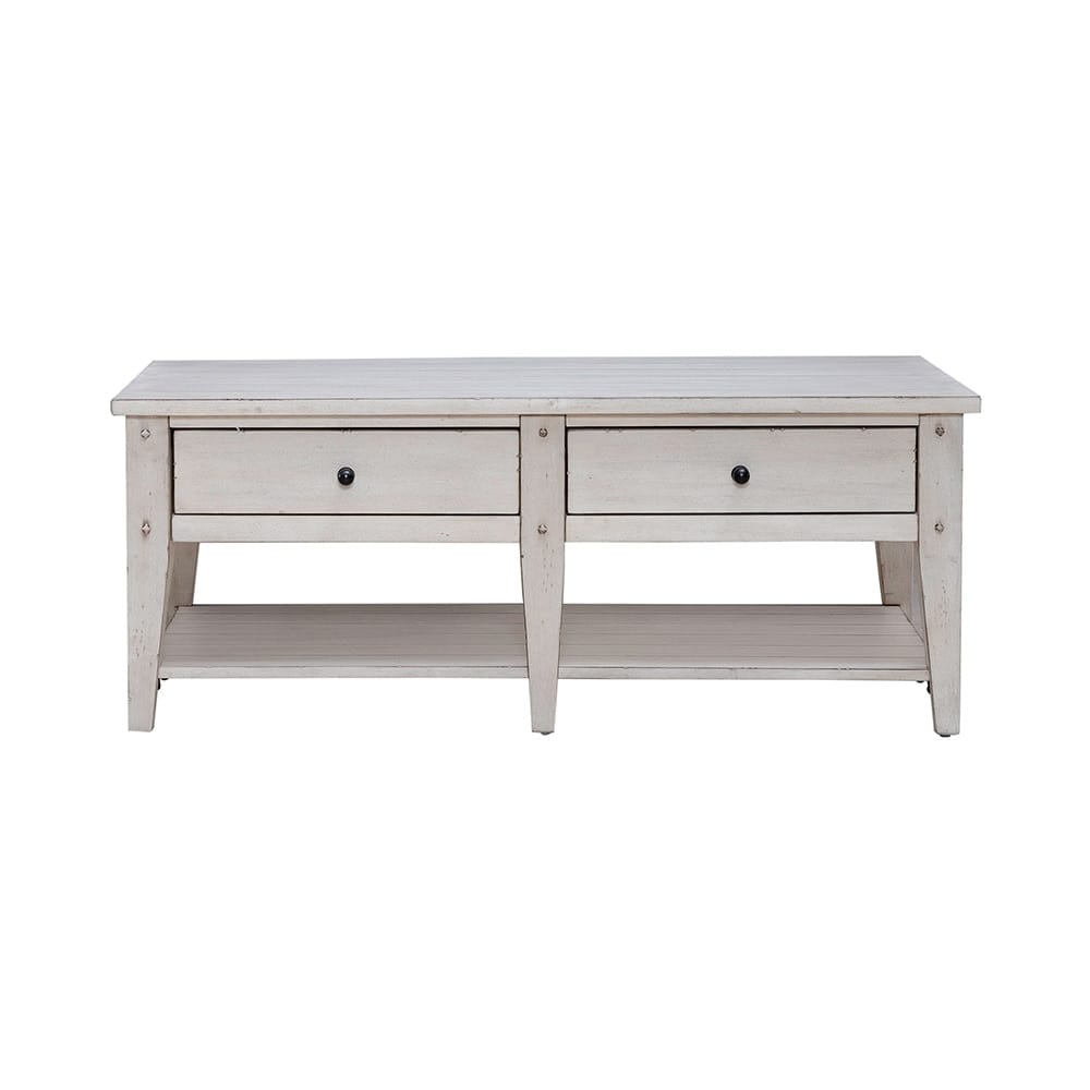 Liberty Furniture - Lake House Cocktail Table in Weathered White - 110W-OT1010 veiw 3