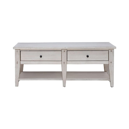 Liberty Furniture - Lake House Cocktail Table in Weathered White - 110W-OT1010 veiw 3