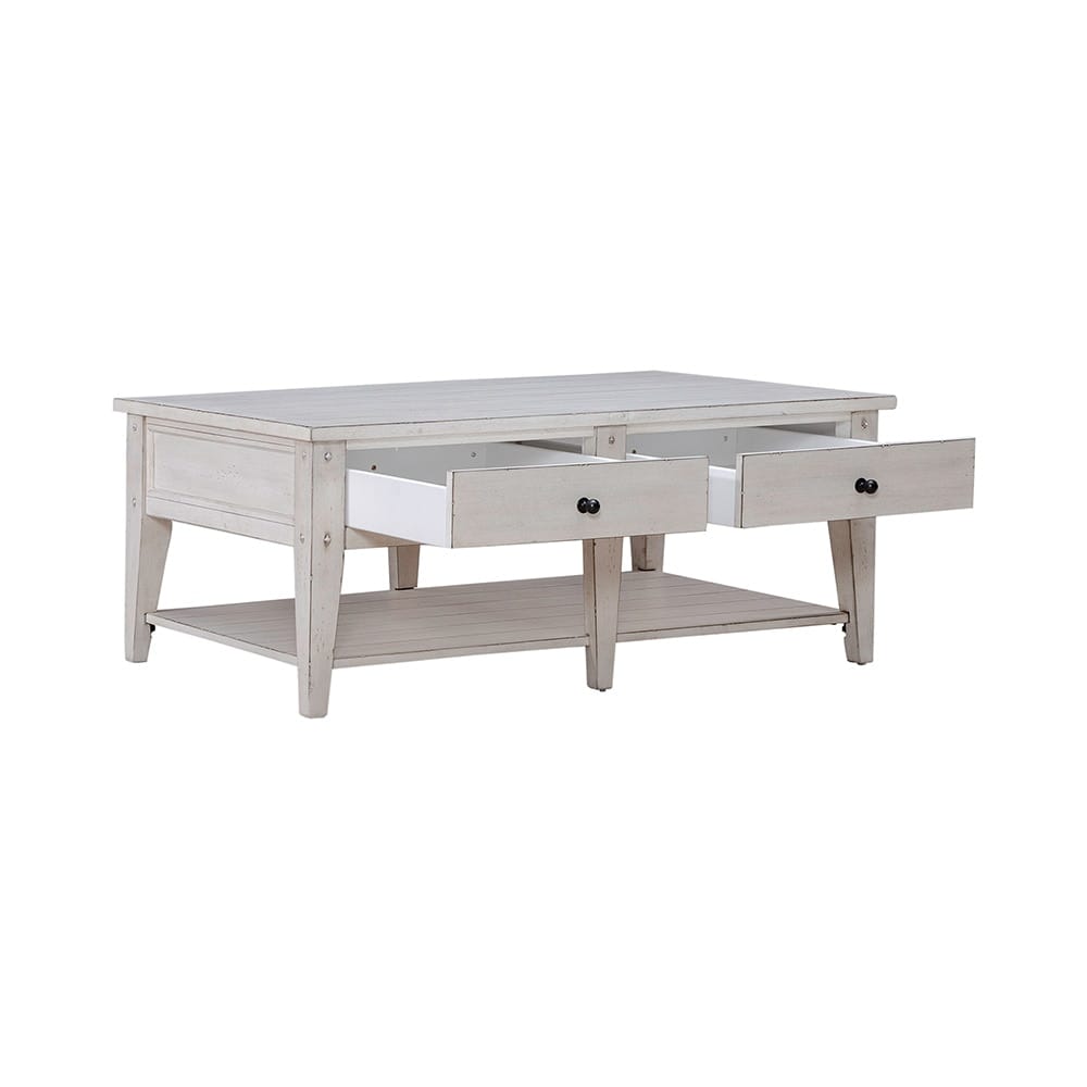 Liberty Furniture - Lake House Cocktail Table in Weathered White - 110W-OT1010 veiw 6