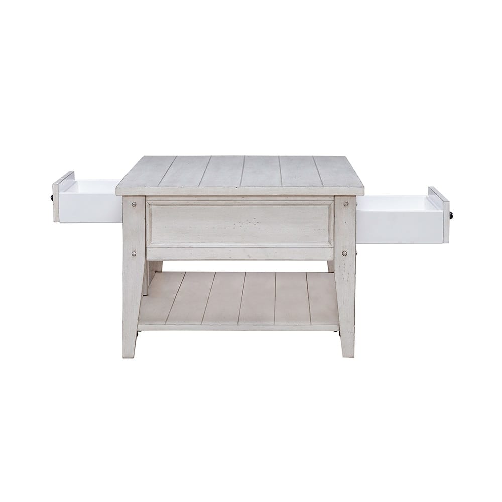 Liberty Furniture - Lake House Cocktail Table in Weathered White - 110W-OT1010 veiw 7